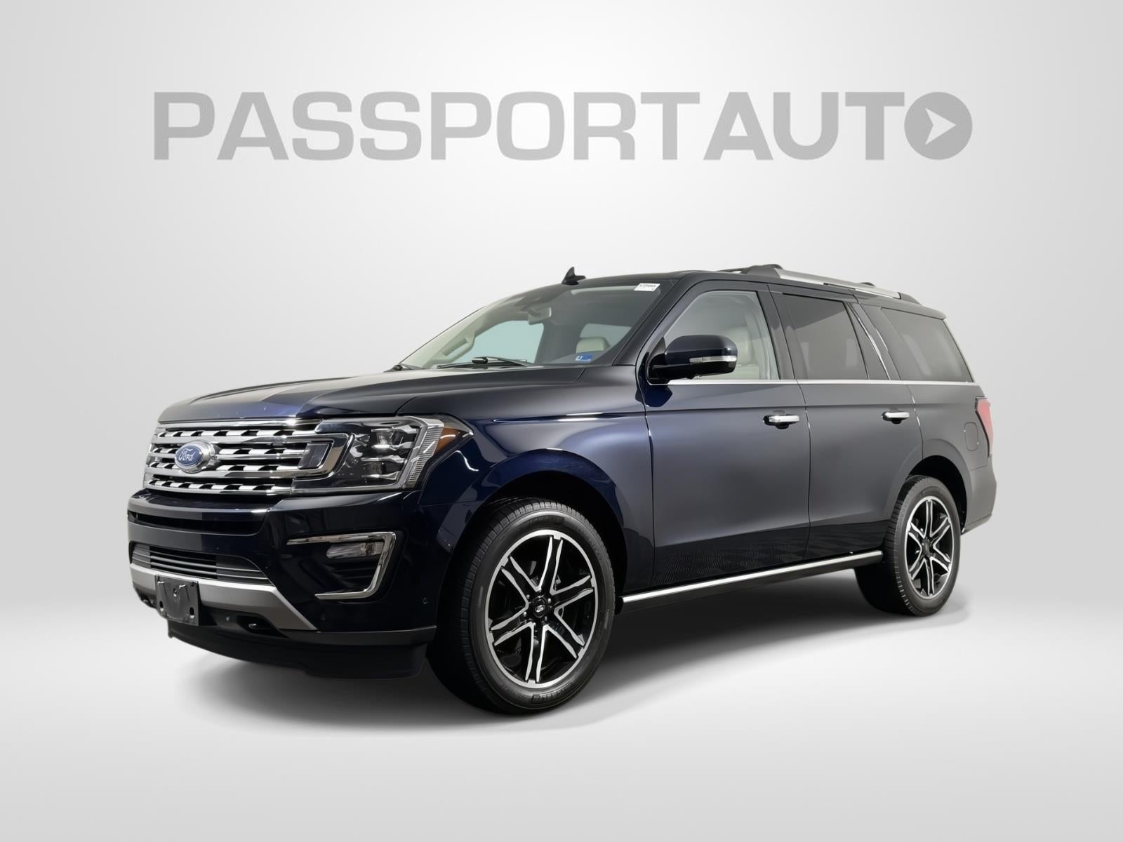 2021 Ford Expedition Limited in Antimatter Blue — front three-quarter view